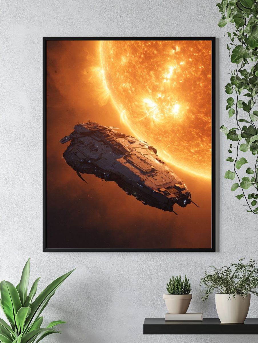 Spaceship Near the Sun — Space Print. — room view 4