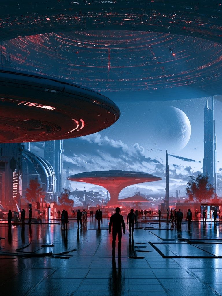 Futuristic Space City Poster. poster detail