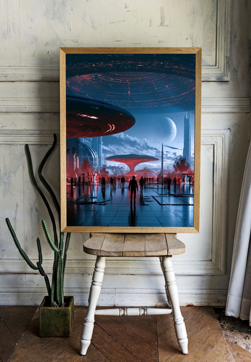 Futuristic Space City Poster. — room view 1