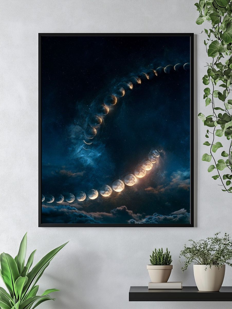 Celestial Moon Phase Poster. — room view 4