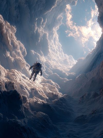 Astronaut in Cloudscape — Space Print