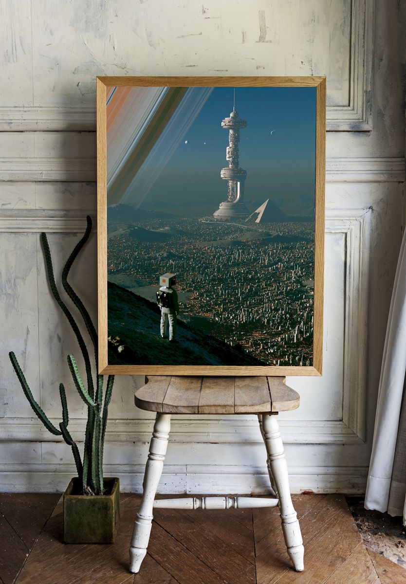 Futuristic Space City Poster. room preview