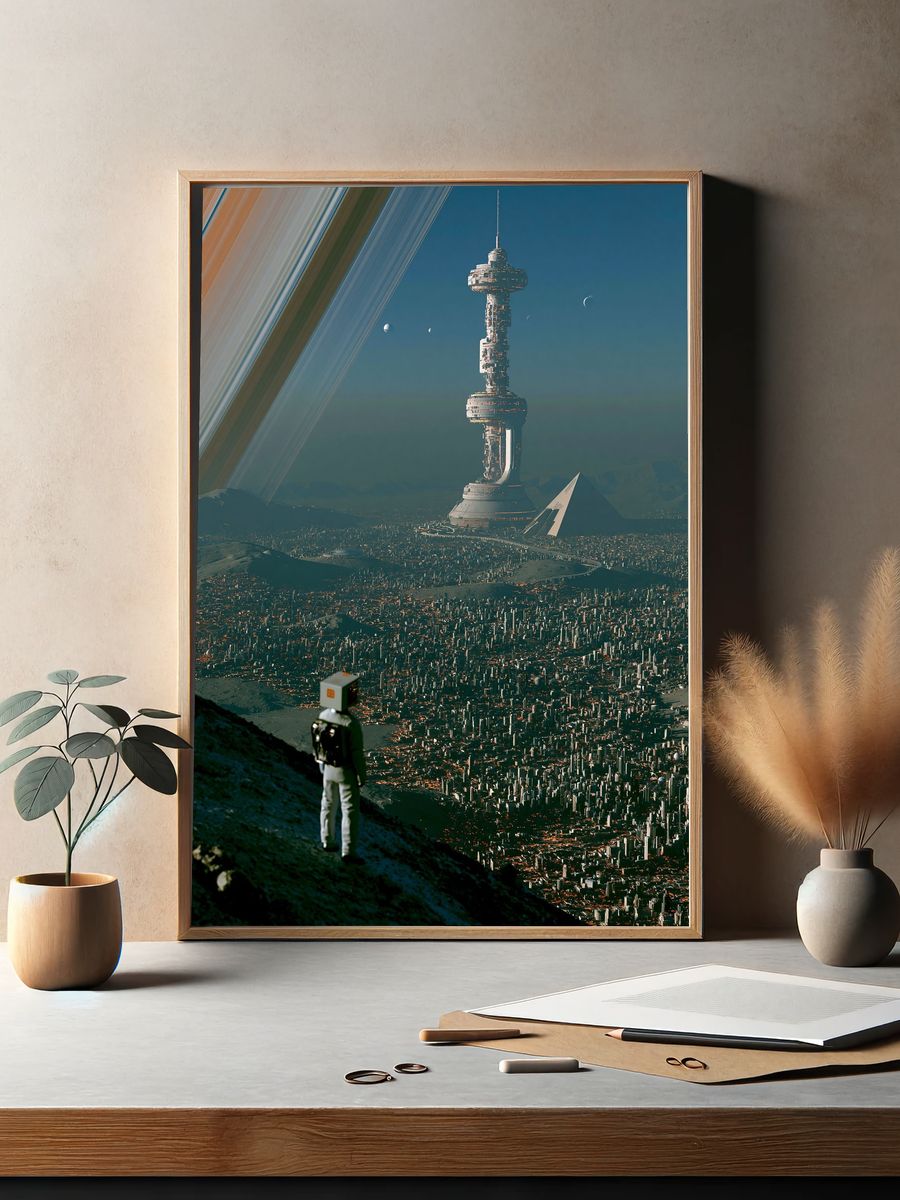 Futuristic Space City Poster. — room view 2