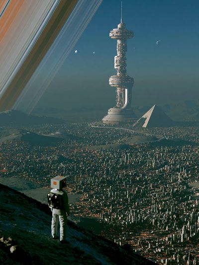 Futuristic Space City Poster.