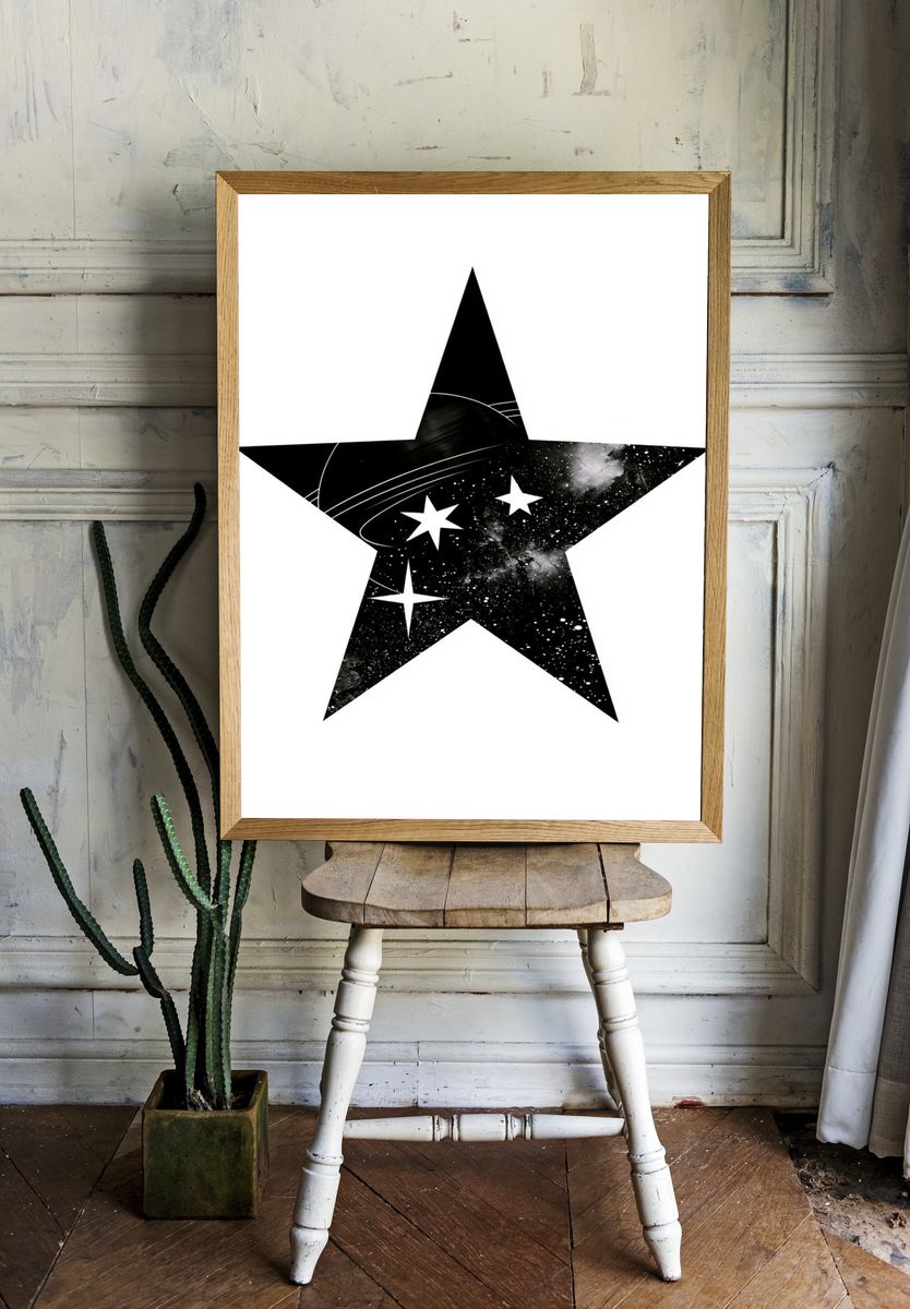 Cosmic Star Minimalist Print. — room view 1