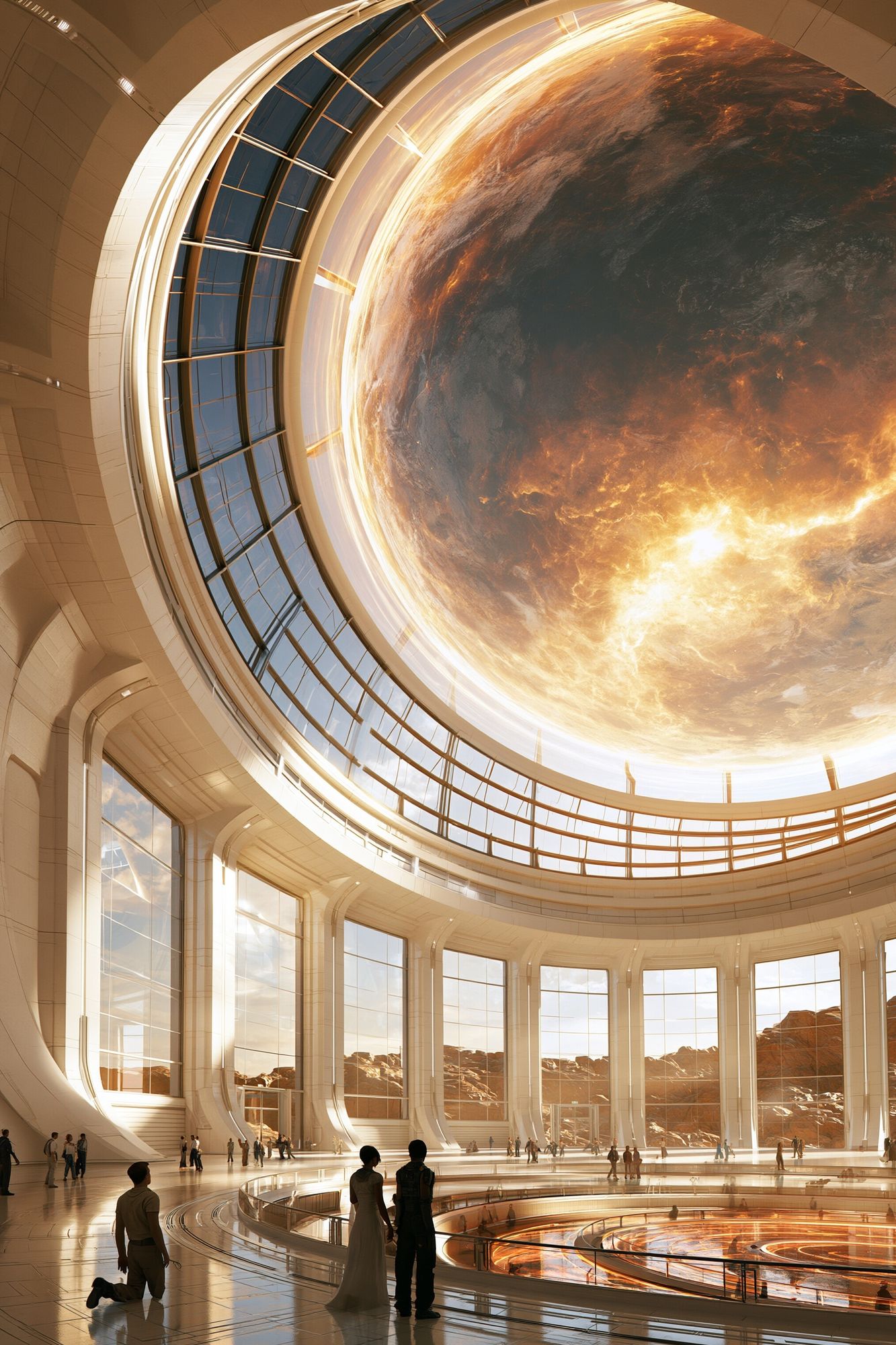 Futuristic Orbital Atrium Space Print. poster — space art