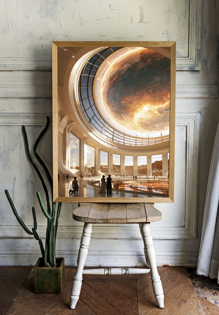 Futuristic Orbital Atrium Space Print. room preview