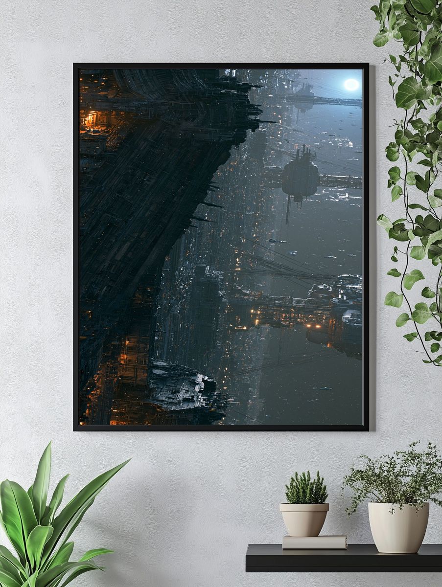 Futuristic Space Cityscape Print. — room view 4