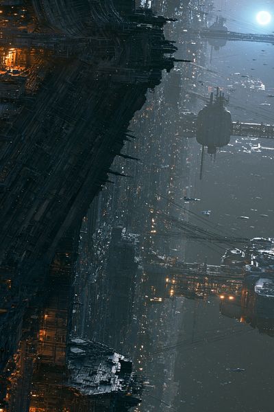 Futuristic Space Cityscape Print.