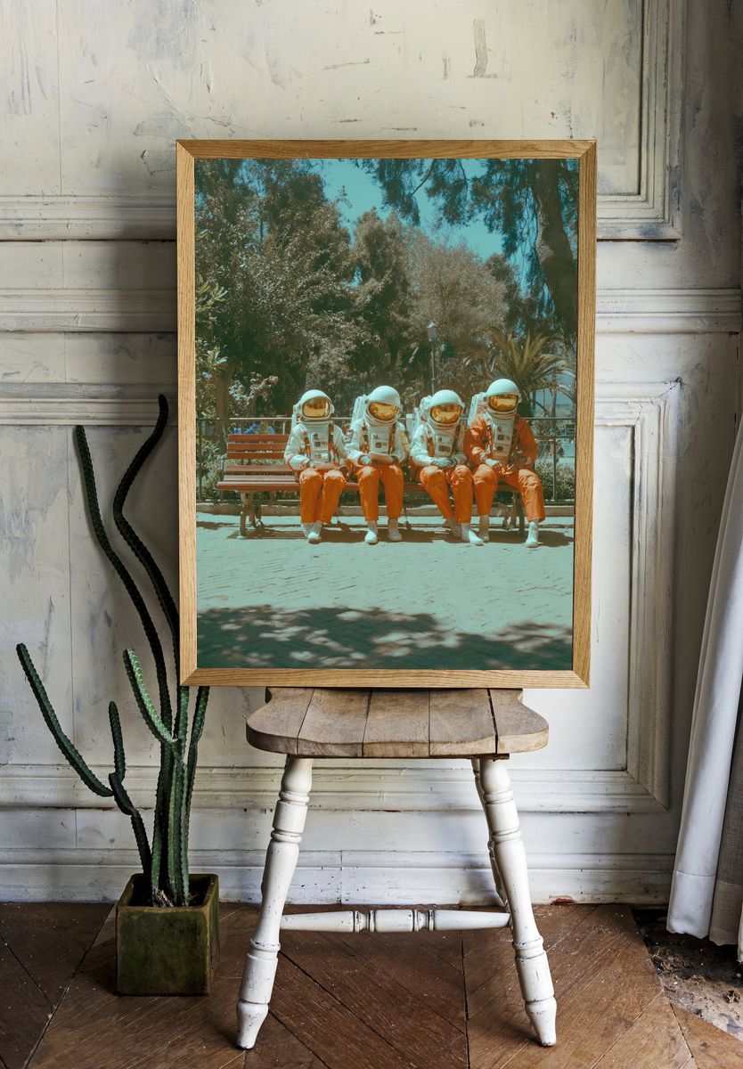 Astronauts in Park — Retro Print. — room view 1