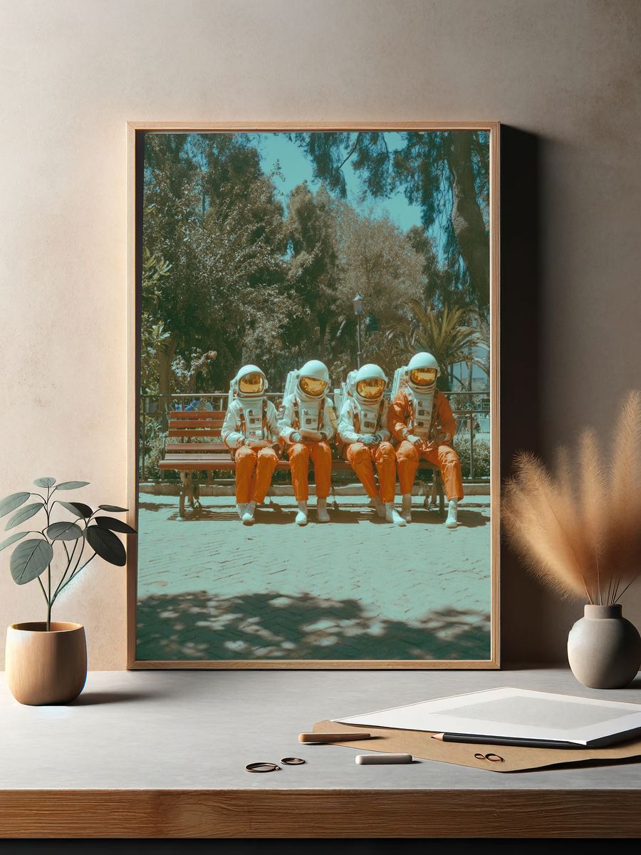 Astronauts in Park — Retro Print. — room view 2