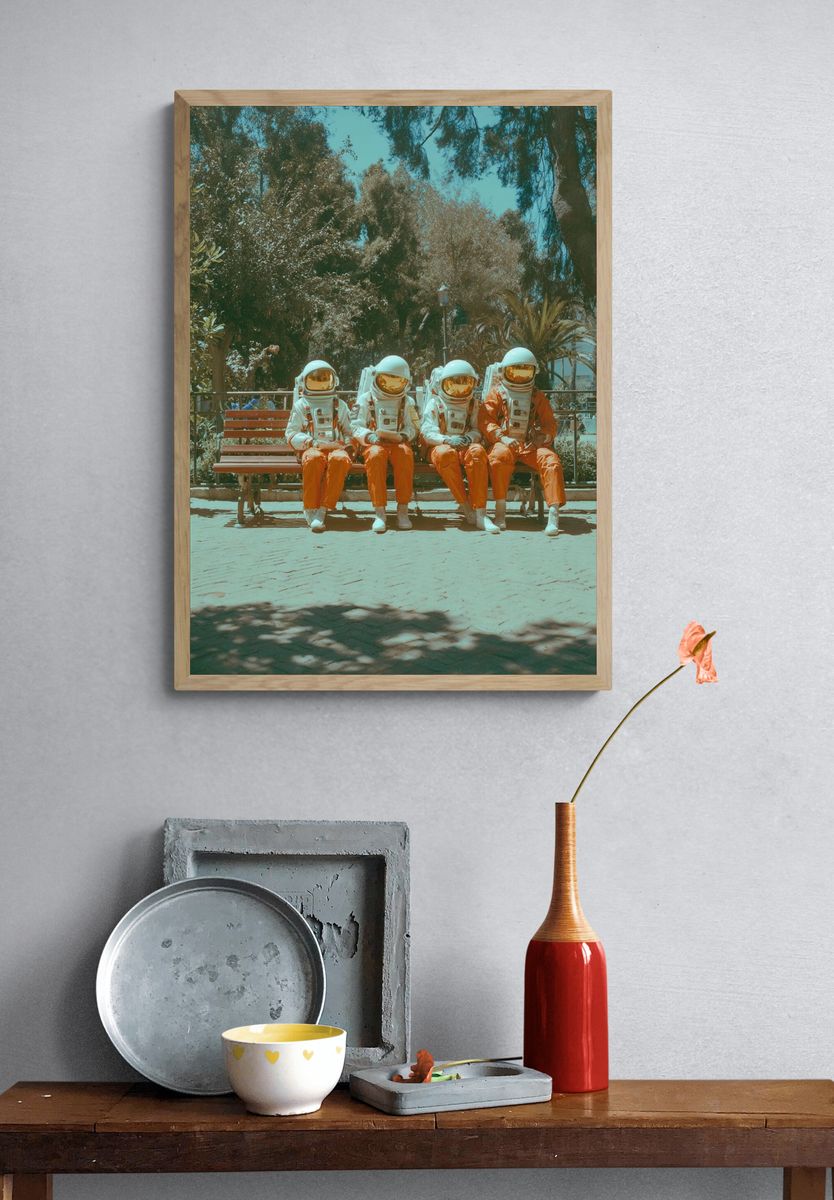 Astronauts in Park — Retro Print. — room view 3