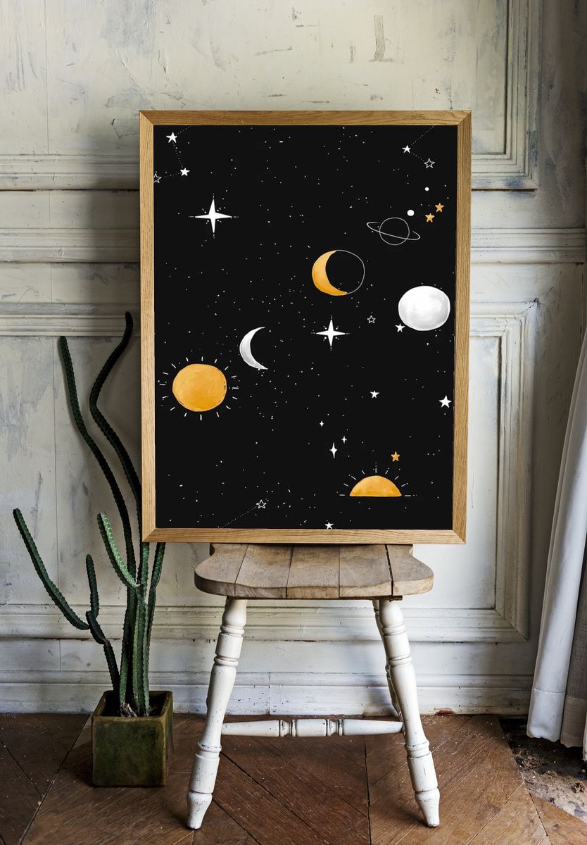 Celestial Night Sky — Space Print. room preview