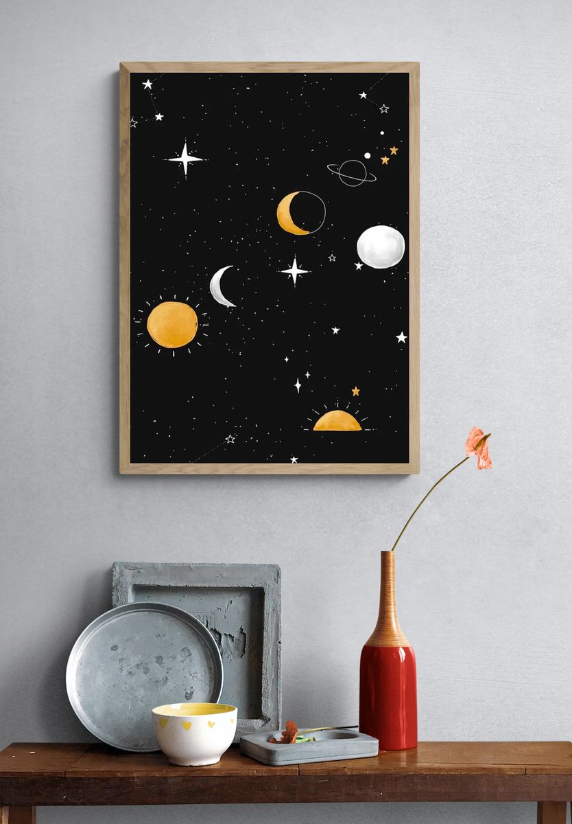 Celestial Night Sky — Space Print. — room view 3