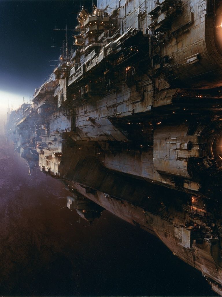 Sci-Fi Spacecraft Landscape Poster. poster — space art