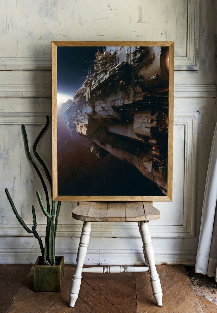 Sci-Fi Spacecraft Landscape Poster. room preview