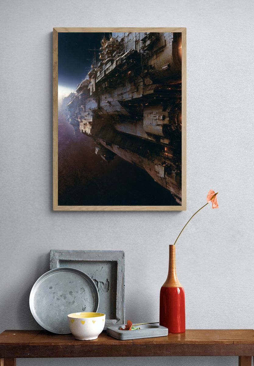 Sci-Fi Spacecraft Landscape Poster. — room view 3