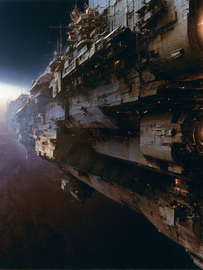 Sci-Fi Spacecraft Landscape Poster.