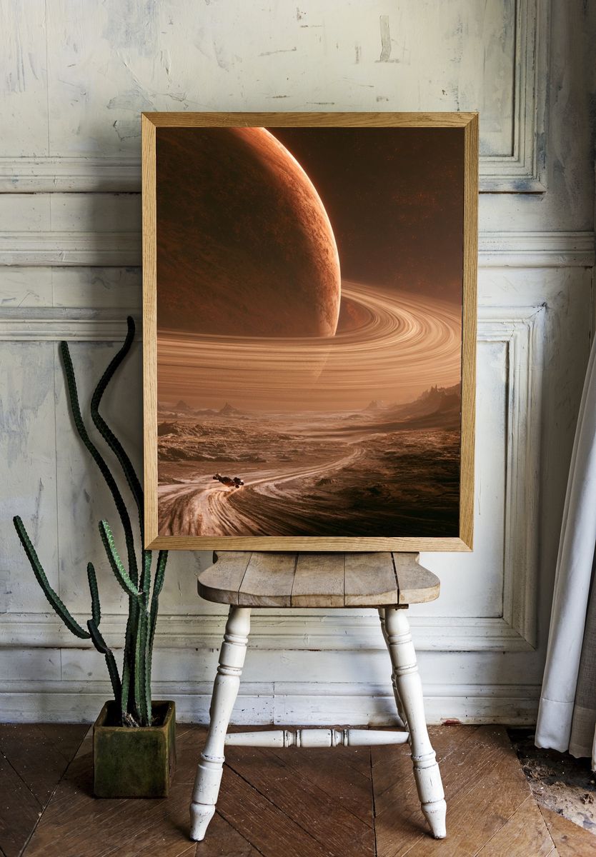 Ringed Planet Sci-Fi Poster. room preview
