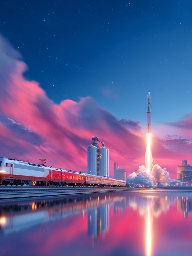 Rocket Launch at Dusk Poster. poster detail