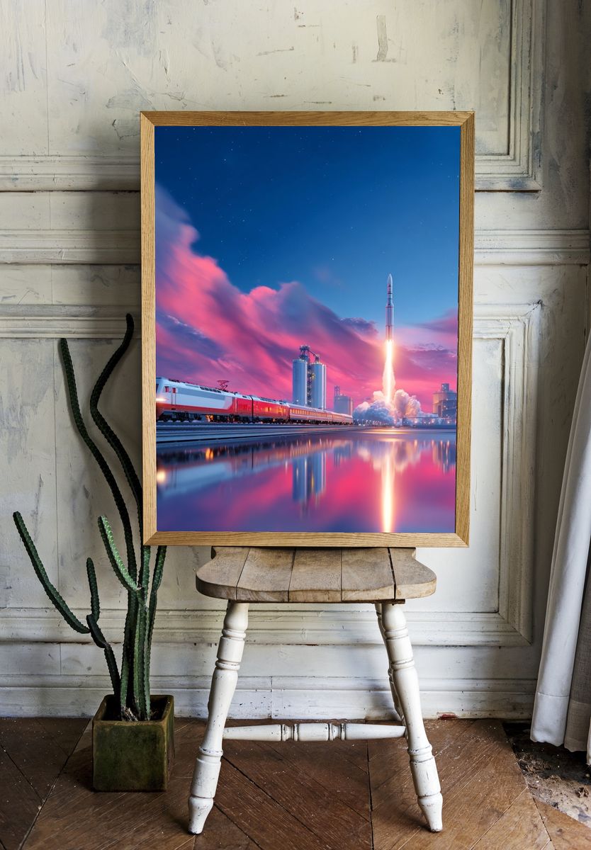 Rocket Launch at Dusk Poster room preview