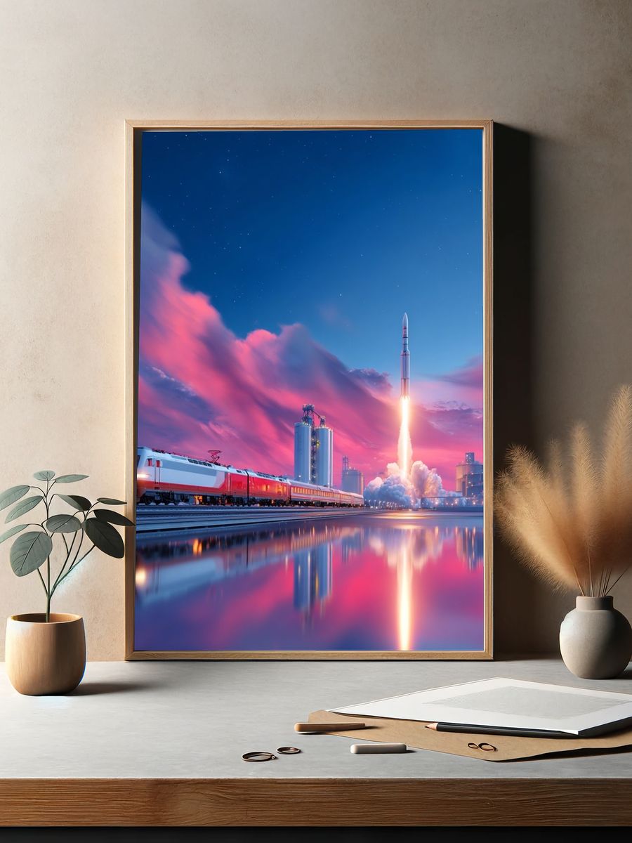 Rocket Launch at Dusk Poster. — room view 2