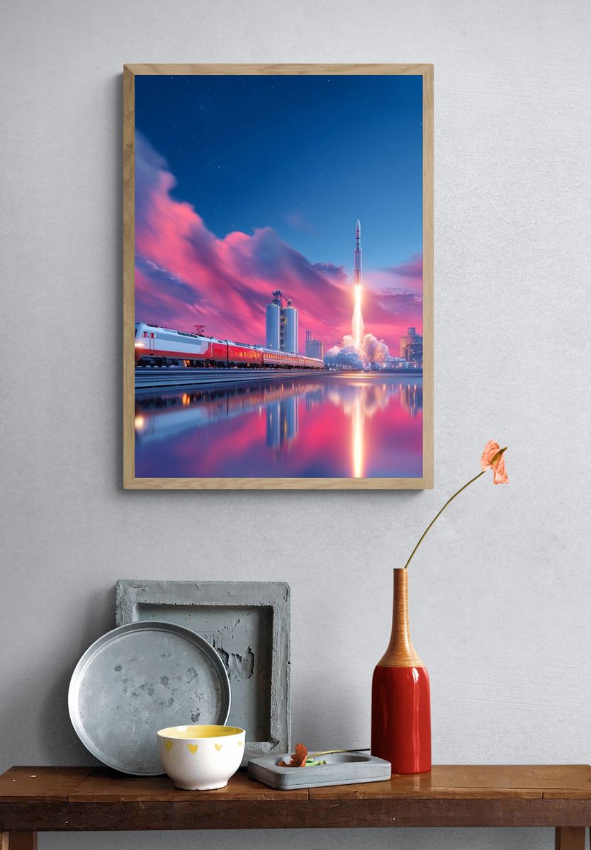 Rocket Launch at Dusk Poster. — room view 3