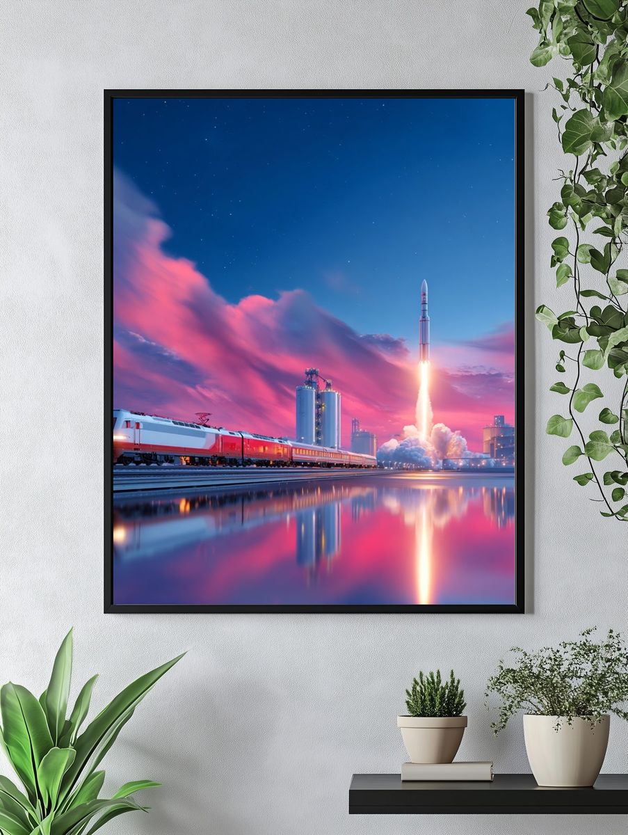 Rocket Launch at Dusk Poster. — room view 4