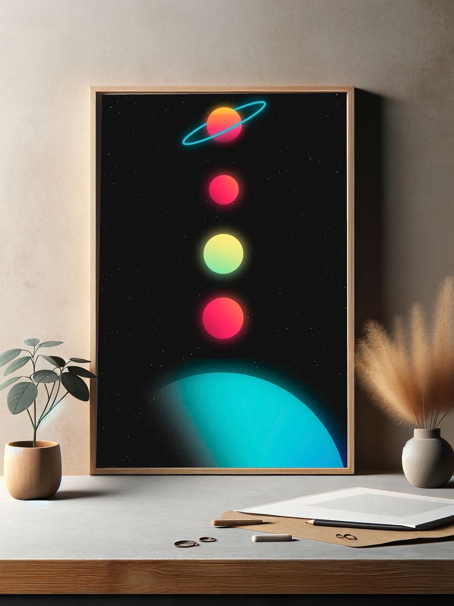 Colorful Planets — Space Print. — room view 2