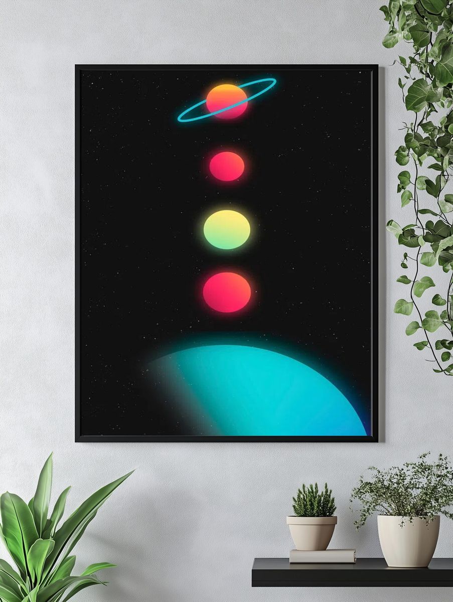 Colorful Planets — Space Print. — room view 4