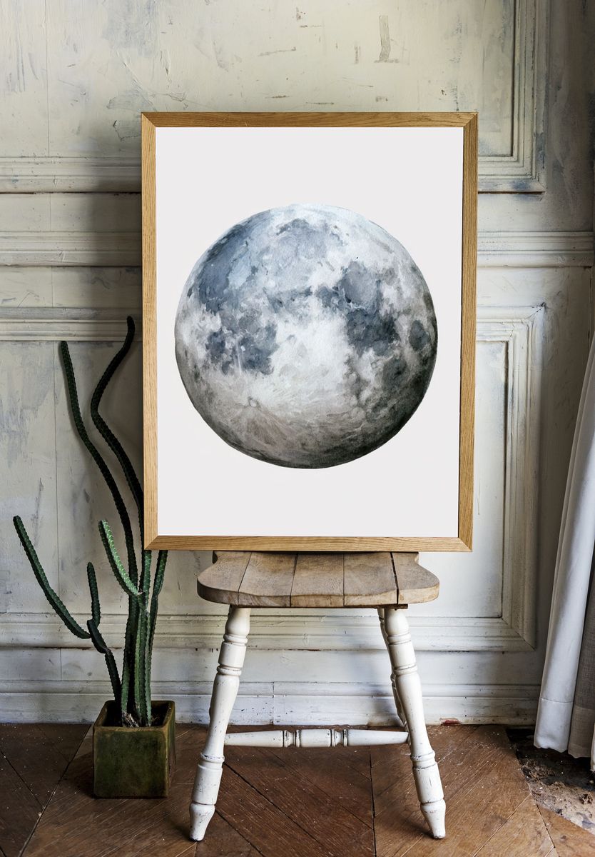 Watercolor Moon Print. room preview