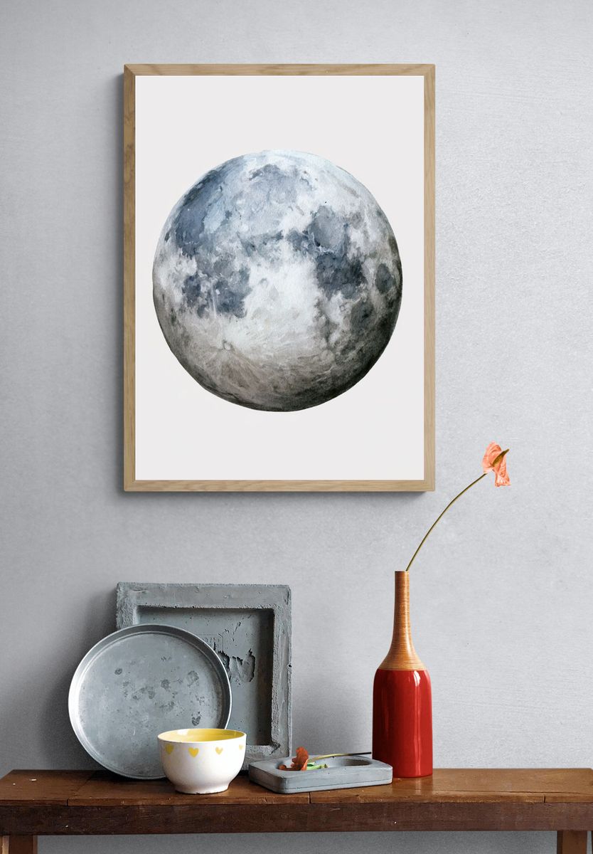 Watercolor Moon Print. — room view 3