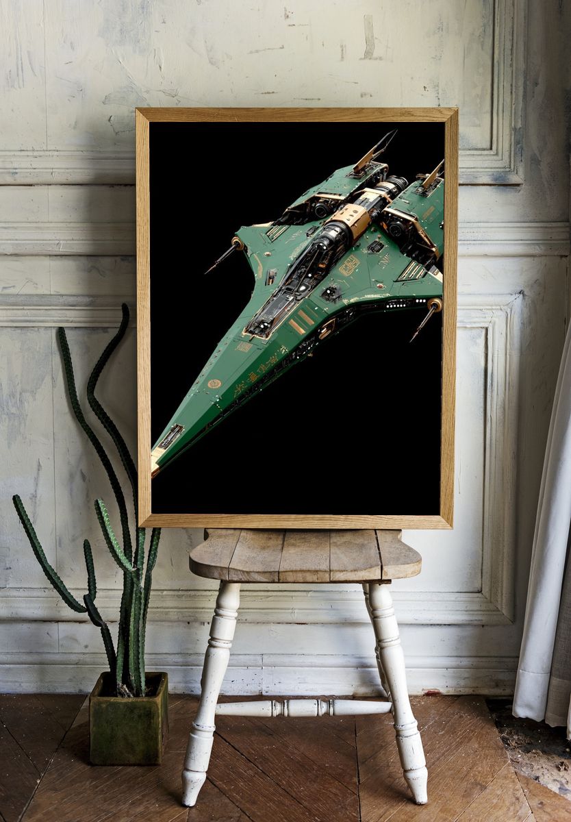 Green Sci-Fi Starfighter Poster room preview