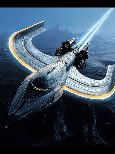 Futuristic Spacecraft Over Ice World Poster.