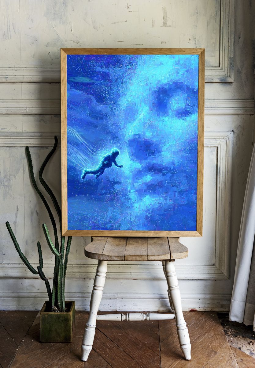 Astronaut in Cosmic Dream — Digital Art Print room preview