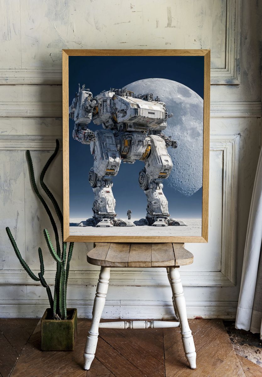 Moon Mech Sci-Fi Poster. room preview