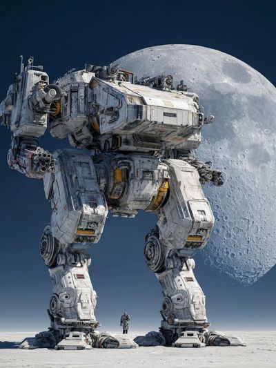 Moon Mech Sci-Fi Poster.