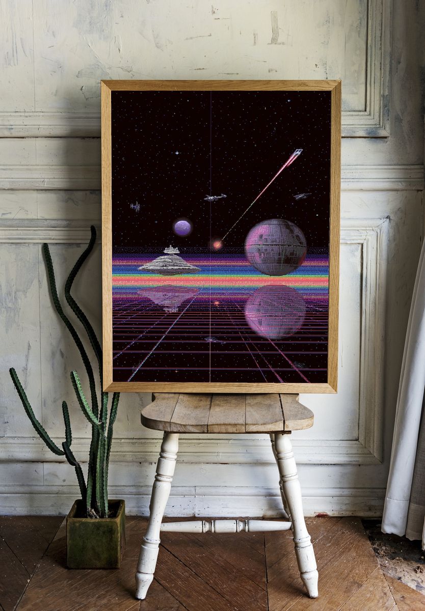 Retro Space Battle Poster. — room view 1