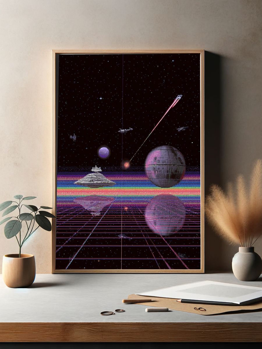 Retro Space Battle Poster. — room view 2