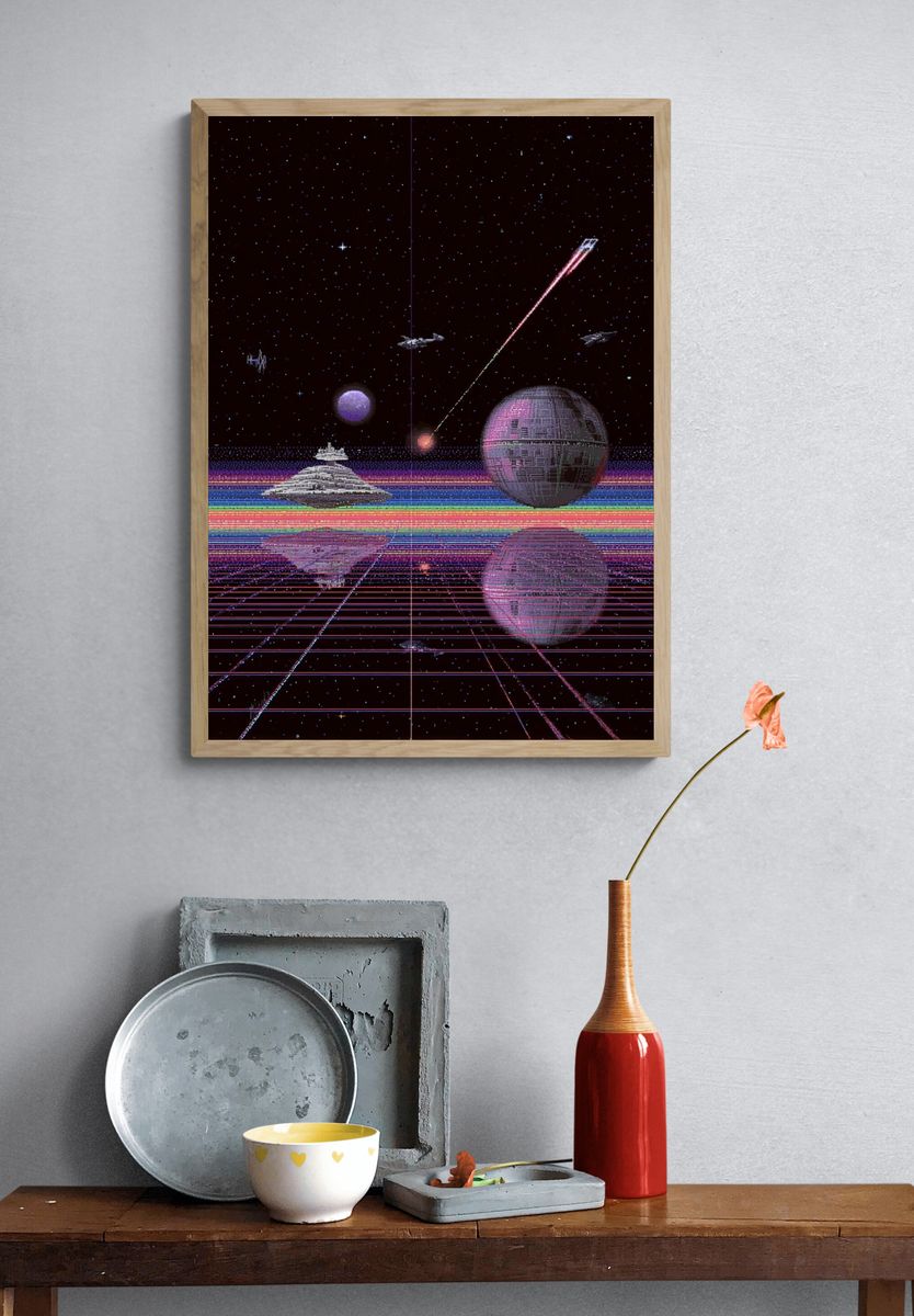 Retro Space Battle Poster. — room view 3