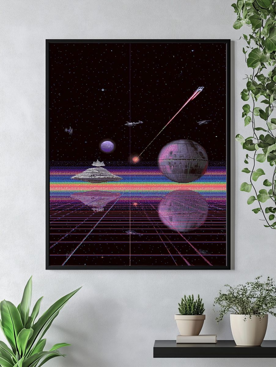 Retro Space Battle Poster. — room view 4