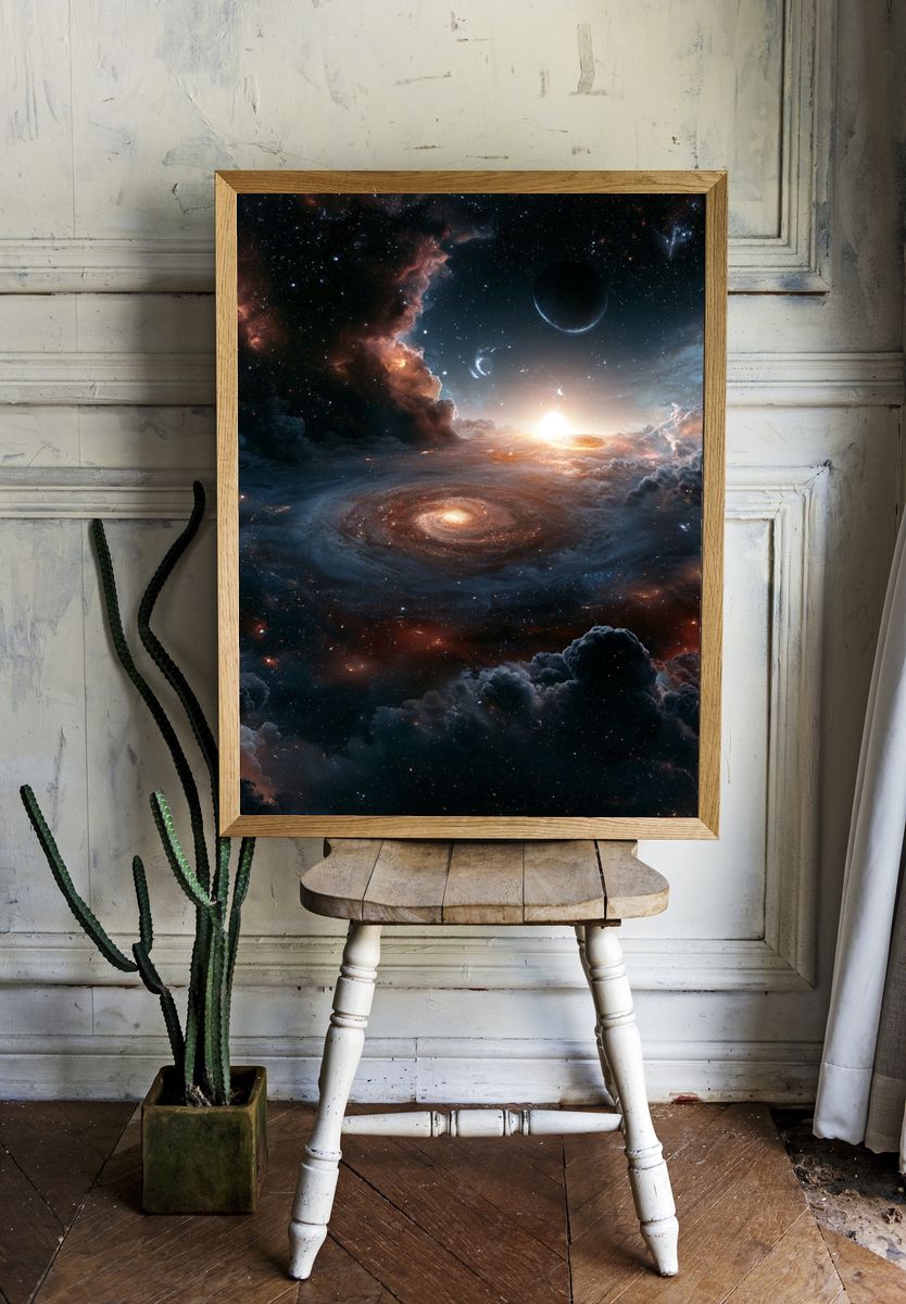 Cosmic Sunrise Space Poster. room preview