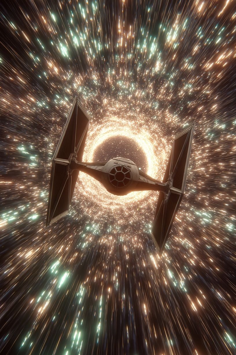 Spaceship in Hyperspace — Space Print. poster detail