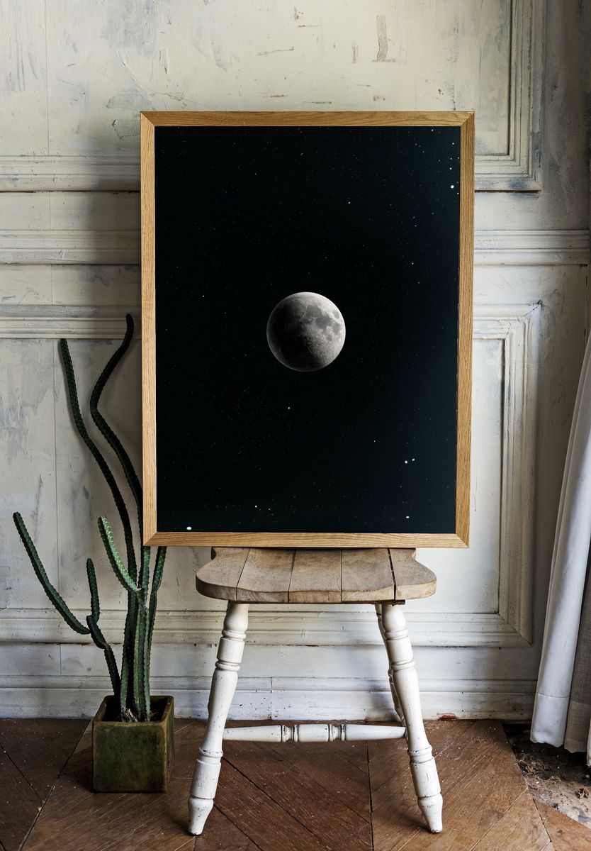 Moon in Starry Space Poster. room preview