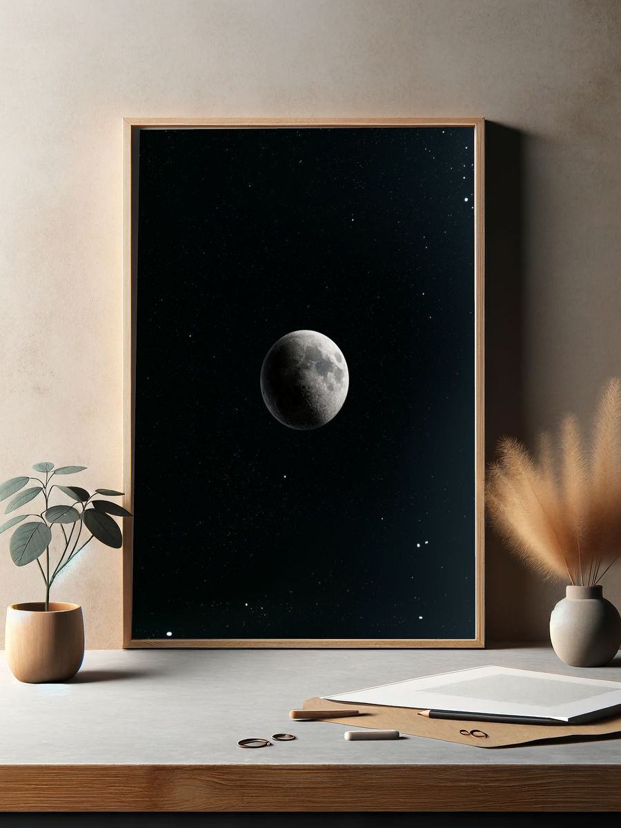 Moon in Starry Space Poster. — room view 2
