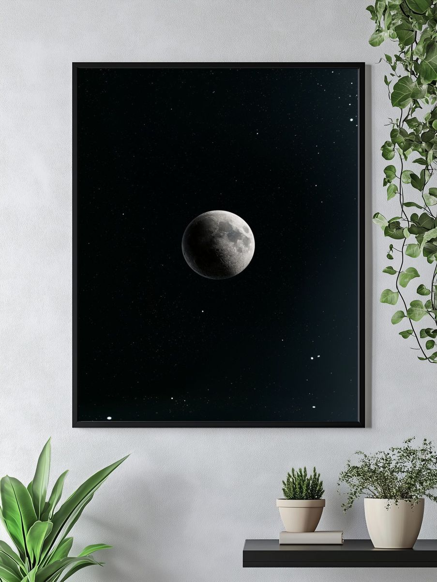 Moon in Starry Space Poster. — room view 4