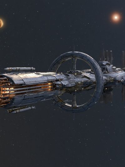 Deep Space Station Sci-Fi Poster.