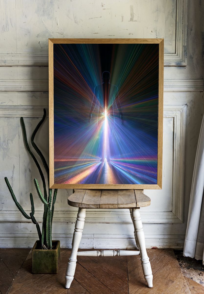 Cosmic Human Silhouette — Space Print. room preview