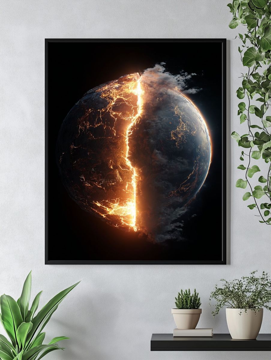 Erupting Planet — Space Print. — room view 4