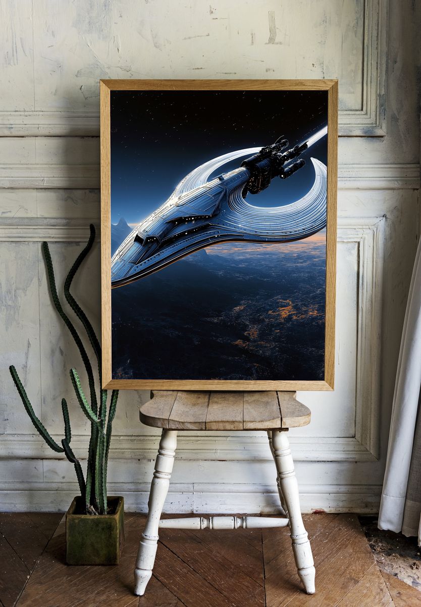 Celestial Starship — Sci-Fi Print. room preview